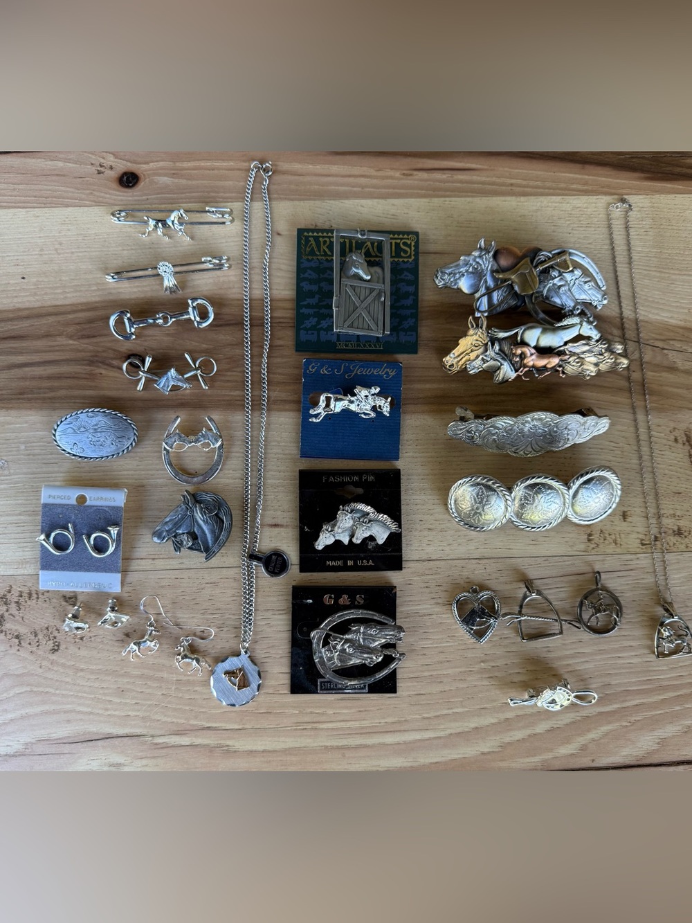 Silver Tone Equestrian Horse-Themed Jewelry Lot